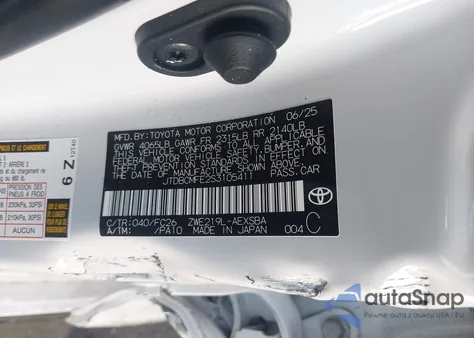 2025 Toyota Corolla Hybrid Se from USA, damaged, VIN JTDBCMFE2S3105411